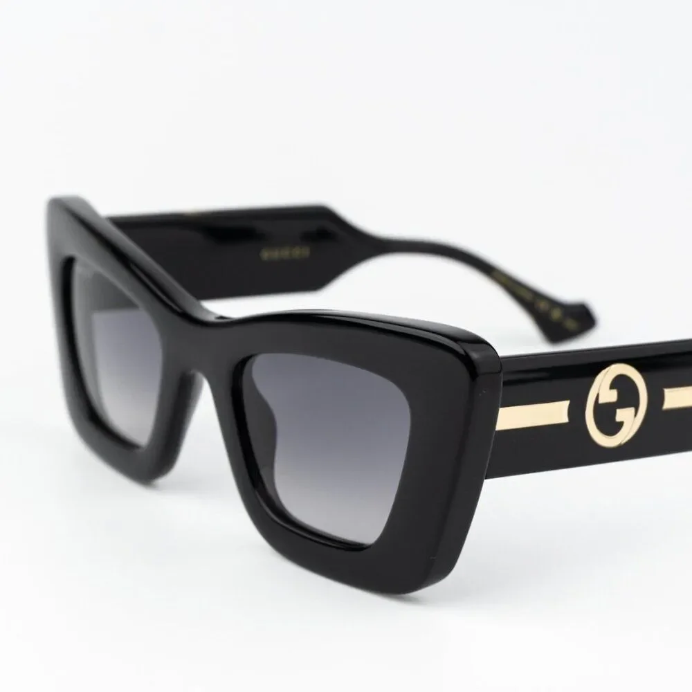 Gucci Women Sunglasses Black Crystal Grey Gradient Butterfly GG1552S 001 NEW